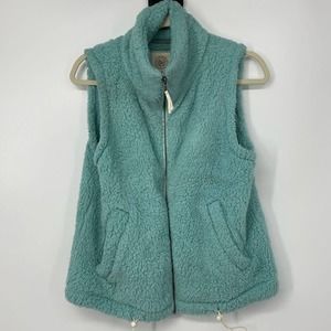 SO LIGHT GREEN SUPER SOFT FLEECE FEEL FULL ZIP VEST MEDIUM